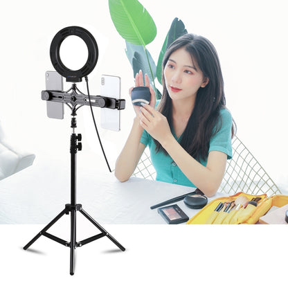 PULUZ 1.1m Tripod Mount + Live Broadcast Dual Phone Bracket + 6.2 inch 16cm LED Ring Vlogging Video Light Kits, 3 in 1 Live Broadcast Kits