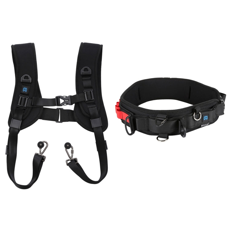 PULUZ 2 in 1 Multi-functional Bundle Waistband Strap + Double Shoulders Strap Kits with Hook for SLR / DSLR Cameras, 2 in 1 Kits
