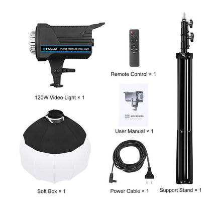 PULUZ 220V 120W Studio Video Light + 2.8m Light Holder + 65cm Foldable Lantern Softbox Photography Kit, 120W 2700K-6500K Light 2.8m Light Holder Kit EU Plug, 120W 2700K-6500K Light 2.8m Light Holder Kit UK Plug...