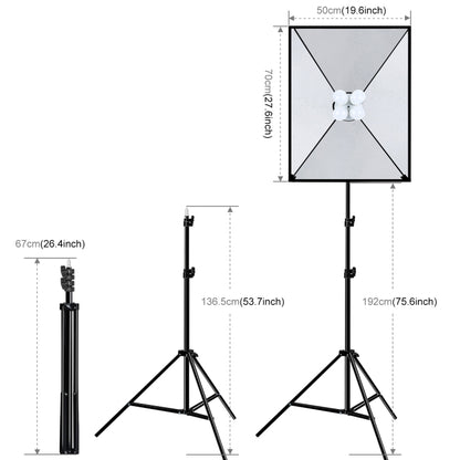 PULUZ Softbox Lighting Kit 2 PCS 50x70cm Professional Photo Studio Photography Light Equipment with 8 x E27 20W E27 Socket Bulb Photography Lighting Kit for Filming Portrait Shooting / Fashion Advertising Photography, 2 PCS 4 x Bulb Kit EU Plug...