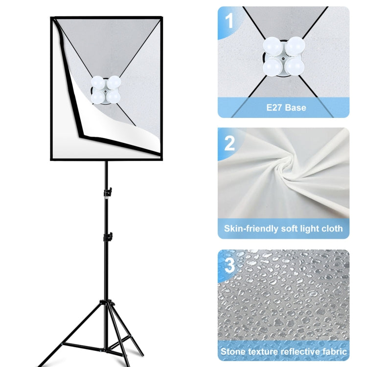 PULUZ Softbox Lighting Kit 2 PCS 50x70cm Professional Photo Studio Photography Light Equipment with 8 x E27 20W E27 Socket Bulb Photography Lighting Kit for Filming Portrait Shooting / Fashion Advertising Photography, 2 PCS 4 x Bulb Kit EU Plug...