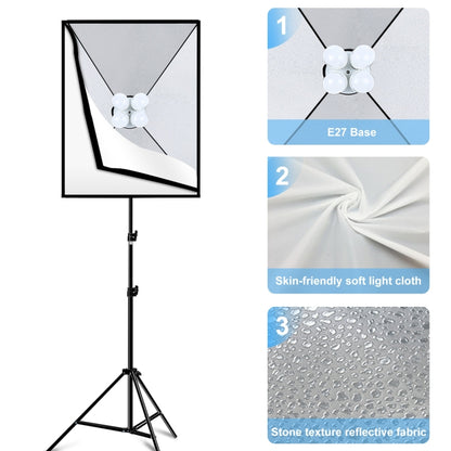 PULUZ Softbox Lighting Kit 2 PCS 50x70cm Professional Photo Studio Photography Light Equipment with 8 x E27 20W E27 Socket Bulb Photography Lighting Kit for Filming Portrait Shooting / Fashion Advertising Photography, 2 PCS 4 x Bulb Kit EU Plug...