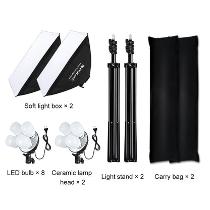 PULUZ Softbox Lighting Kit 2 PCS 50x70cm Professional Photo Studio Photography Light Equipment with 8 x E27 20W E27 Socket Bulb Photography Lighting Kit for Filming Portrait Shooting / Fashion Advertising Photography, 2 PCS 4 x Bulb Kit EU Plug...