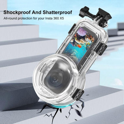 For Insta360 X5 PULUZ 60m Waterproof Sealed Diving Case with Silicone Lens Cover, Diving Case with Silicone Lens Cover