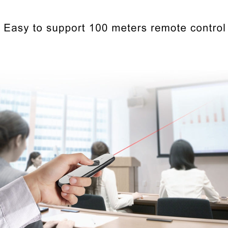 ASiNG A800 USB Charging 2.4GHz Wireless Presenter PowerPoint Clicker Representation Remote Control Pointer, Control Distance: 100m, Distance: 100m(White)