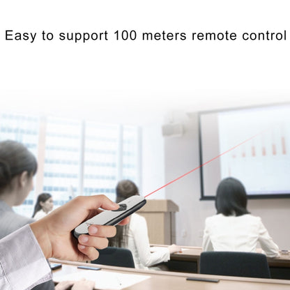 ASiNG A800 USB Charging 2.4GHz Wireless Presenter PowerPoint Clicker Representation Remote Control Pointer, Control Distance: 100m, Distance: 100m(White)