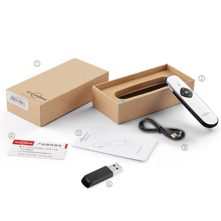 ASiNG A800 USB Charging 2.4GHz Wireless Presenter PowerPoint Clicker Representation Remote Control Pointer, Control Distance: 100m, Distance: 100m(White)