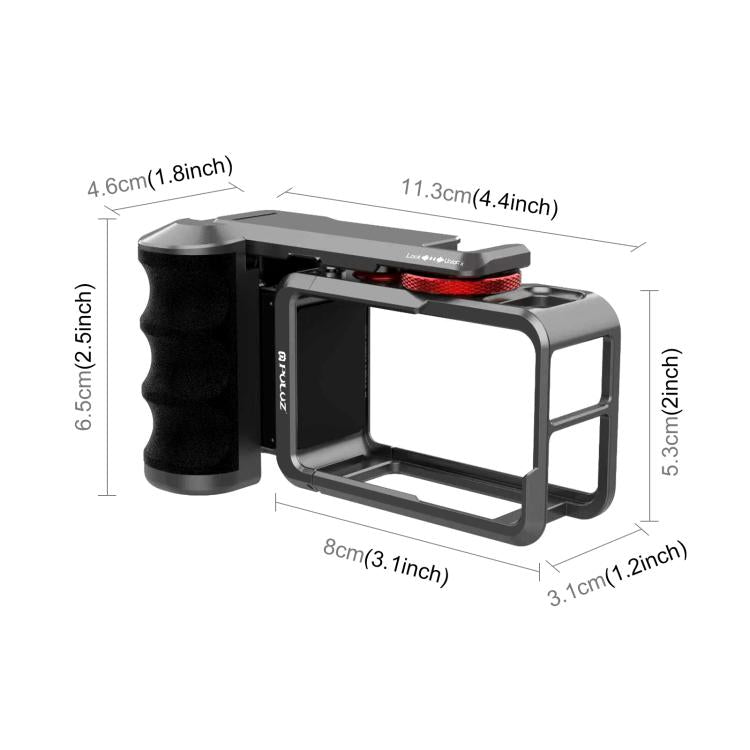 For DJI Osmo Action 5 Pro / 4 / 3 PULUZ Metal Camera Cage Expansion Adapter with Handle Grip, For DJI Osmo Action 5 Pro / 4 / 3