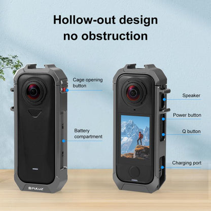 For Insta360 X4 Air PULUZ Metal Protective Cage Rig Housing Frame with Expand Cold Shoe Base, For Insta360 X4 Air