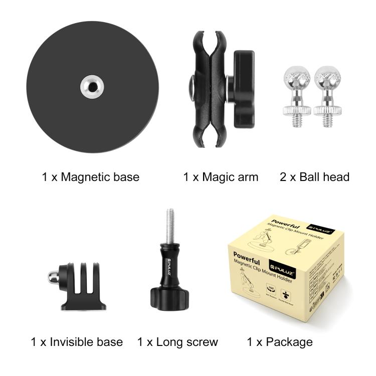 PULUZ Magnetic Pea-Style Clip Mount Holder with Mount Adapter & Long Screw, Magnetic Pea-Style Clip