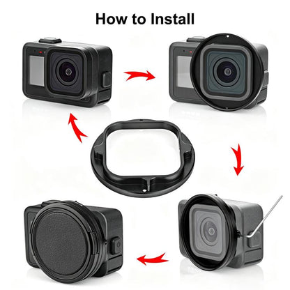 PULUZ 58mm UV Lens Filter Adapter Ring for GoPro MISSION 1 / 1 PRO, with Lens Cover, Filter Adapter Ring