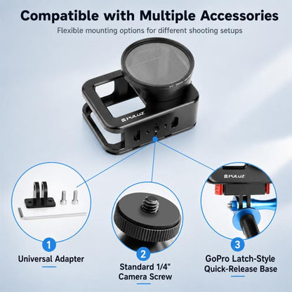 PULUZ  Aluminum Alloy Protective Cage with 58mm UV Lens & Lens Cover for GoPro MISSION 1 / 1 PRO, Protective Cage