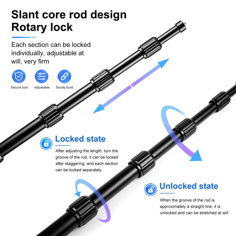 PULUZ Cycling Quick Release Bracket with 150cm Locking Selfie Stick Set, 2 x Dual-heads Crabs Clamps Handlebar Fixed Mount, Locking Selfie Stick