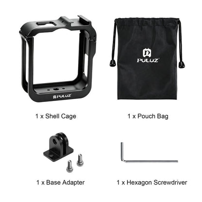 For GoPro MAX2 PULUZ Metal Camera Cage Frame with Cold Shoe & Adapter, Metal Camera Cage