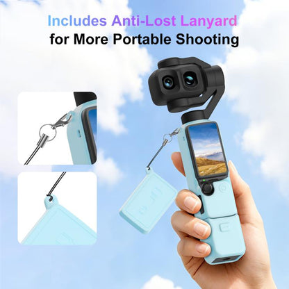 For DJI Osmo Pocket 4P PULUZ 5 in 1 Body Lens Handle Screen Silicone Cover with Anti-loss Rope