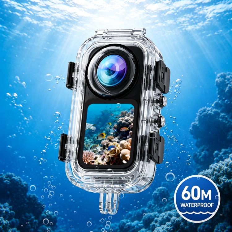 For Insta360 X6 PULUZ 60M / 196FT Underwater Waterproof Housing Invisible Diving Case HD PC Cover with Two-prong Base, Two-prong Base Waterproof Housing