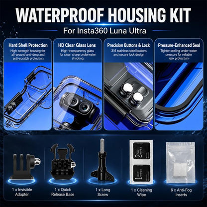 For Insta360 Luna Ultra Waterproof Housing 60m/196ft Underwater Diving Case, High-transparency Optical Glass, For Insta360 Luna Ultra