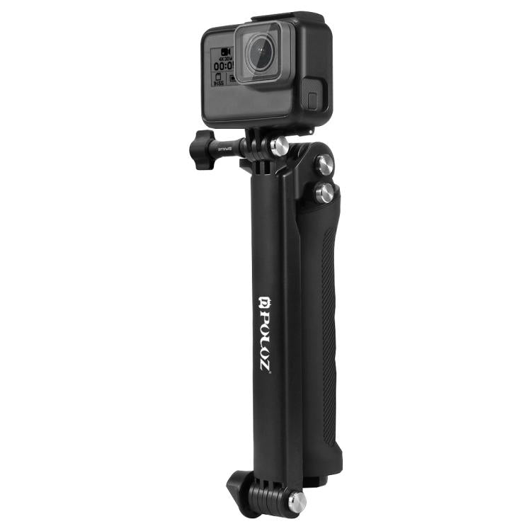 PULUZ 3-Way Grip Foldable Tripod Selfie-stick Extension Monopod for GoPro, Insta360 ONE R, DJI Osmo Action and Other Action Cameras, Length: 20-58cm, Length: 20-58cm