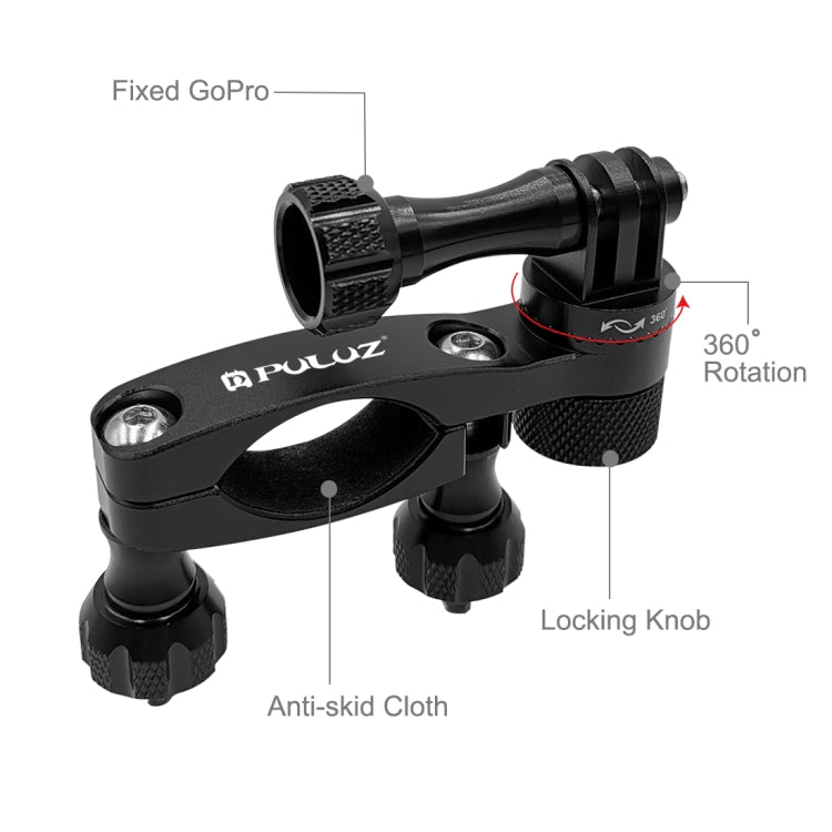 PULUZ 360 Degree Rotation Bike Aluminum Handlebar Adapter Mount with Screw for GoPro, Insta360, DJI and Other Action Cameras, Handlebar Adapter Mount 2