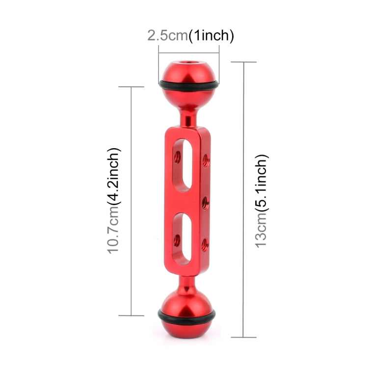 PULUZ 5.1 inch 13cm Aluminum Alloy Dual Balls Arm, Ball Diameter: 25mm, 5.1 inch (Red)