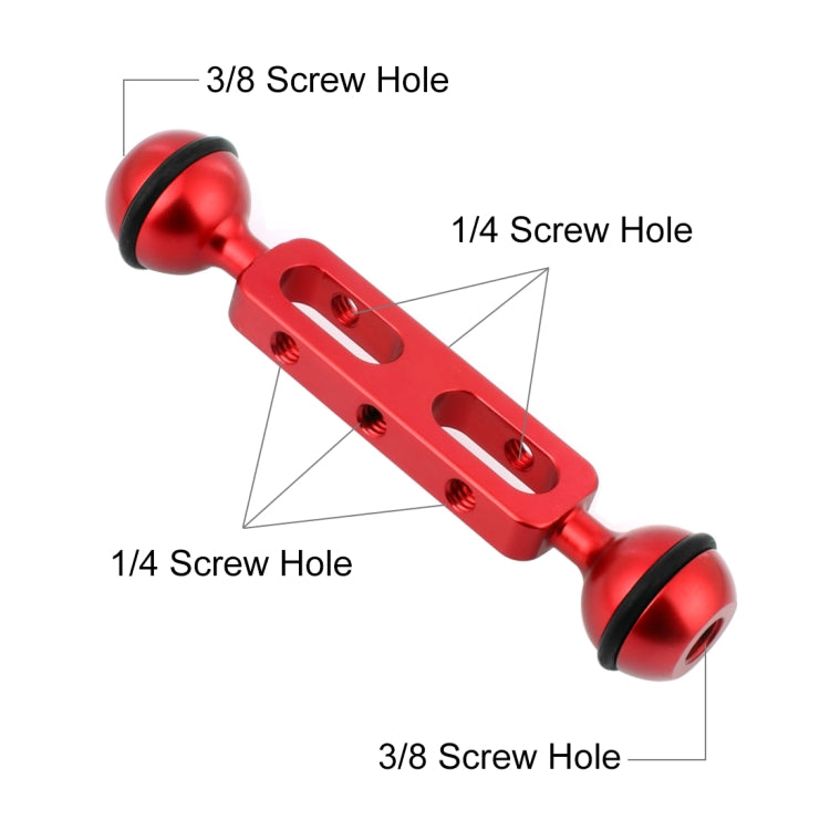 PULUZ 5.1 inch 13cm Aluminum Alloy Dual Balls Arm, Ball Diameter: 25mm, 5.1 inch (Red)