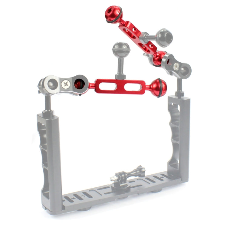 PULUZ 5.1 inch 13cm Aluminum Alloy Dual Balls Arm, Ball Diameter: 25mm, 5.1 inch (Red)