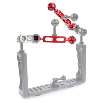 PULUZ 5.1 inch 13cm Aluminum Alloy Dual Balls Arm, Ball Diameter: 25mm, 5.1 inch (Red)