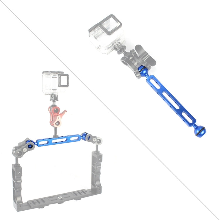 PULUZ 7.87 inch 20cm Aluminum Alloy Dual Balls Arm for Underwater Torch / Video Light, Ball Diameter: 2.54cm, 7.87 inch (Black), 7.87 inch (Blue), 7.87 inch (Red)