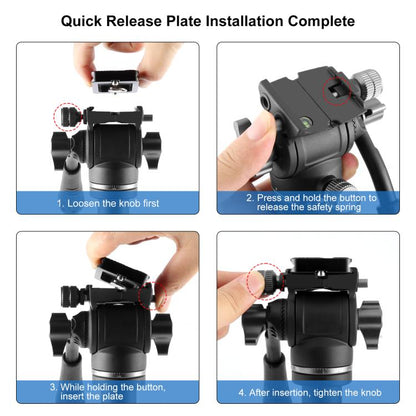 PULUZ 1.6m Reverse-Folding Professional Video Tripod with Fluid Drag Head, 1.6m Reverse-Folding
