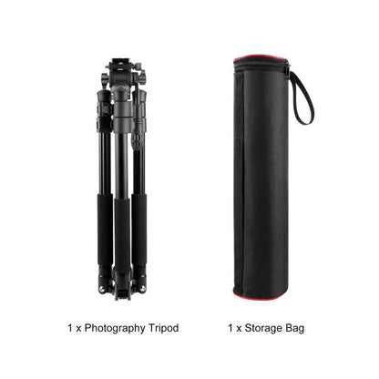 PULUZ 1.6m Reverse-Folding Professional Video Tripod with Fluid Drag Head, 1.6m Reverse-Folding