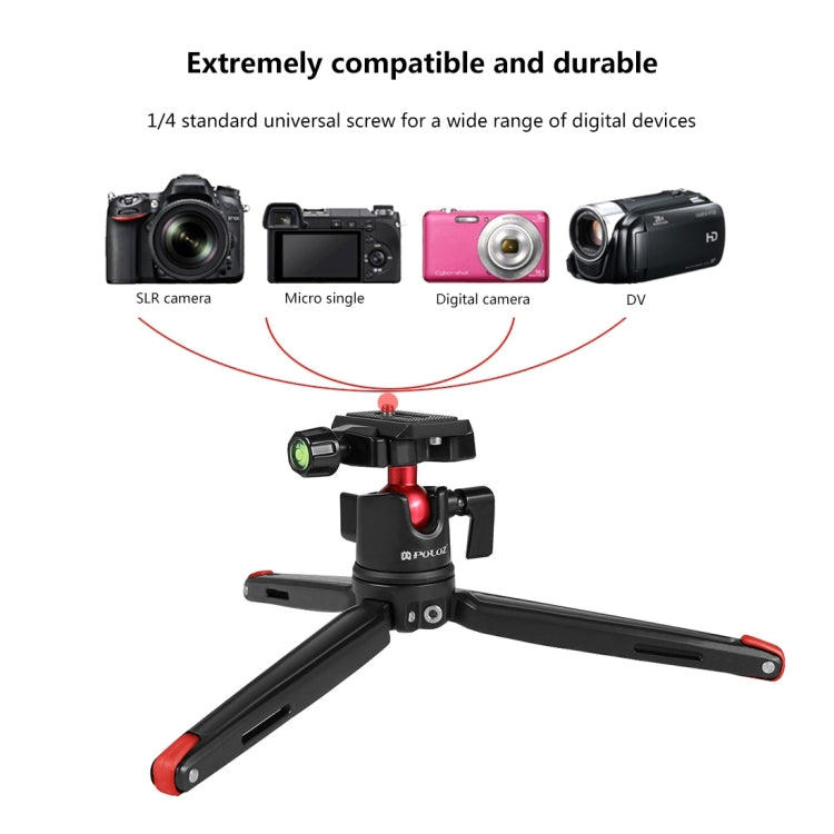 PULUZ Pocket Mini Metal Desktop Tripod Mount with 360 Degree Ball Head for DSLR & Digital Cameras, Adjustable Height: 11-21cm, Desktop Tripod with Head, Tripod with Head(AE)