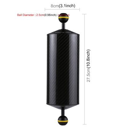 PULUZ 10.8 inch 27.5cm Length 80mm Diameter Dual Balls Carbon Fiber Floating Arm, Ball Diameter: 25mm, Buoyancy: 900g, 10 inch 900g Buoyancy