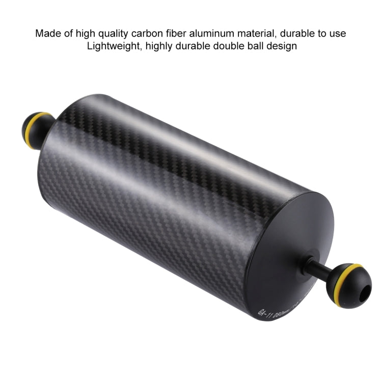 PULUZ 10.8 inch 27.5cm Length 80mm Diameter Dual Balls Carbon Fiber Floating Arm, Ball Diameter: 25mm, Buoyancy: 900g, 10 inch 900g Buoyancy