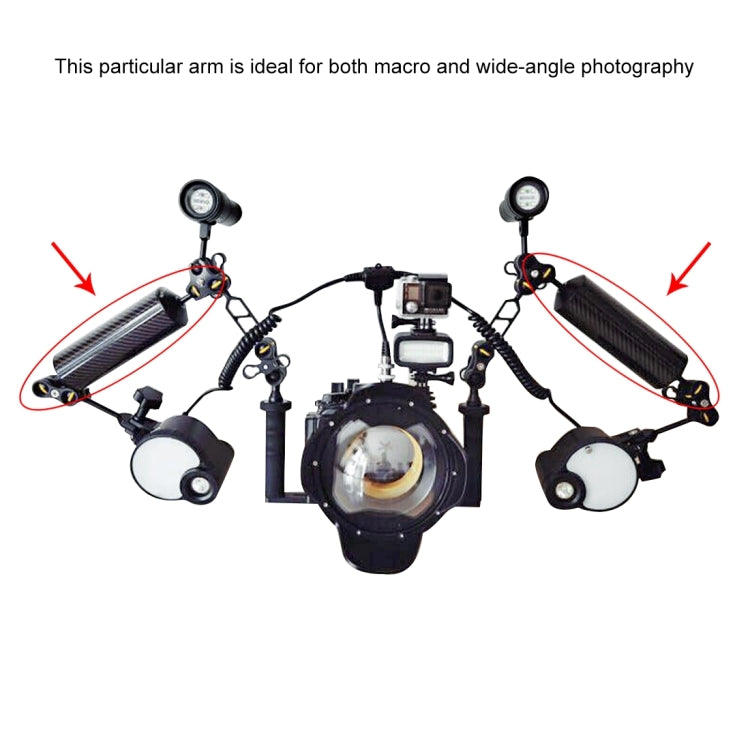 PULUZ 10.8 inch 27.5cm Length 80mm Diameter Dual Balls Carbon Fiber Floating Arm, Ball Diameter: 25mm, Buoyancy: 900g, 10 inch 900g Buoyancy