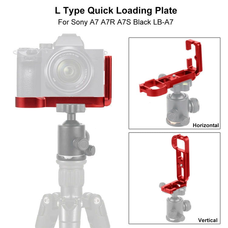 PULUZ 1/4 inch Vertical Shoot Quick Release L Plate Bracket Base Holder for Sony A7R / A7 / A7S, For Sony A7R (Red), For Sony A7R (Black)