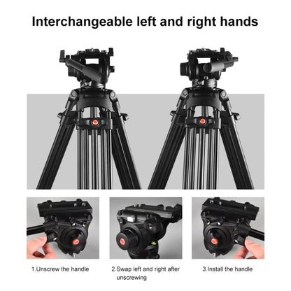 PULUZ Professional Heavy Duty Video Camcorder Aluminum Alloy Tripod with Fluid Drag Head for DSLR / SLR Camera, Adjustable Height: 80-160cm, 80-160cm Tripod