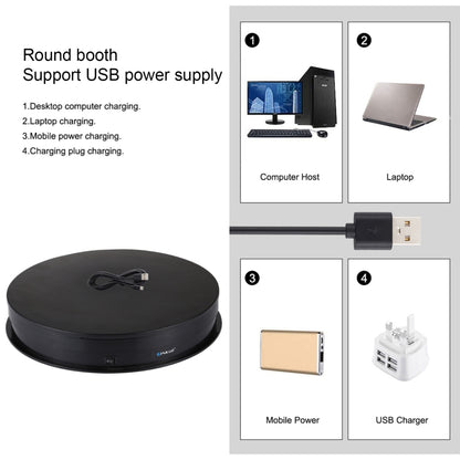 PULUZ 30cm USB Electric Rotating Turntable Display Stand Video Shooting Props Turntable for Photography, Load 10-20kg, 30cm Load Load 10-20kg  Black, 30cm Load Load 10-20kg White