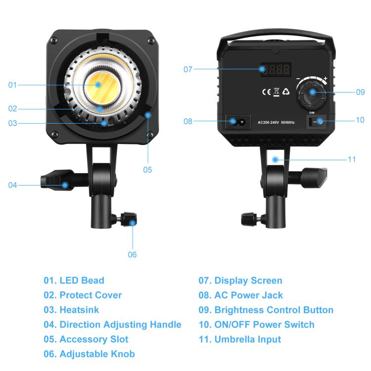PULUZ 220V 120W Studio Video Light Dual Color Temperature Built-in Dissipate Heat System with Remote Control, 120W 2700K-6500K UK Plug, 120W 2700K-6500K US Plug, 120W 2700K-6500K EU Plug