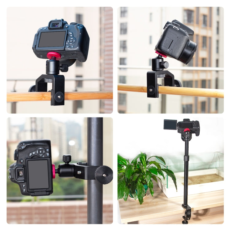 PULUZ C Clamp Mount Light Stand Extension Central Shaft Rod Monopod Holder Kits, Rod Length: 33-60cm, C Clamp Extension Rod