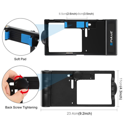 PULUZ Bluetooth Handheld Vlogging Live Broadcast Smartphone Video Rig Cage Filmmaking Recording Handle Stabilizer Bracket for iPhone, Galaxy, Huawei, Xiaomi, HTC, LG, Google, and Other Smartphones, Bluetooth Rig