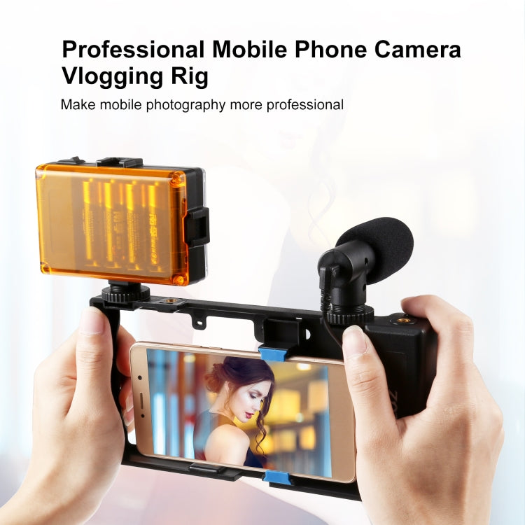 PULUZ Bluetooth Handheld Vlogging Live Broadcast Smartphone Video Rig Cage Filmmaking Recording Handle Stabilizer Bracket for iPhone, Galaxy, Huawei, Xiaomi, HTC, LG, Google, and Other Smartphones, Bluetooth Rig