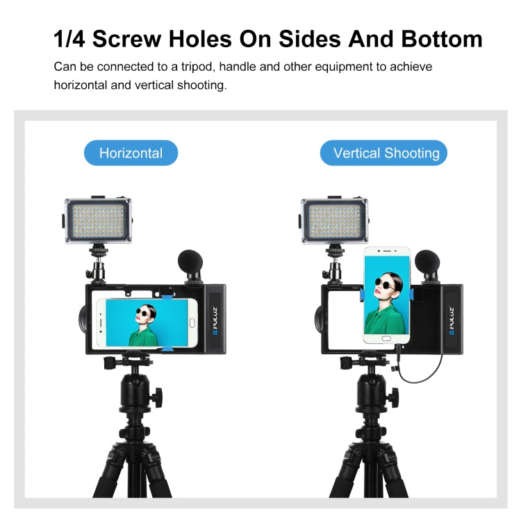 PULUZ Bluetooth Handheld Vlogging Live Broadcast Smartphone Video Rig Cage Filmmaking Recording Handle Stabilizer Bracket for iPhone, Galaxy, Huawei, Xiaomi, HTC, LG, Google, and Other Smartphones, Bluetooth Rig