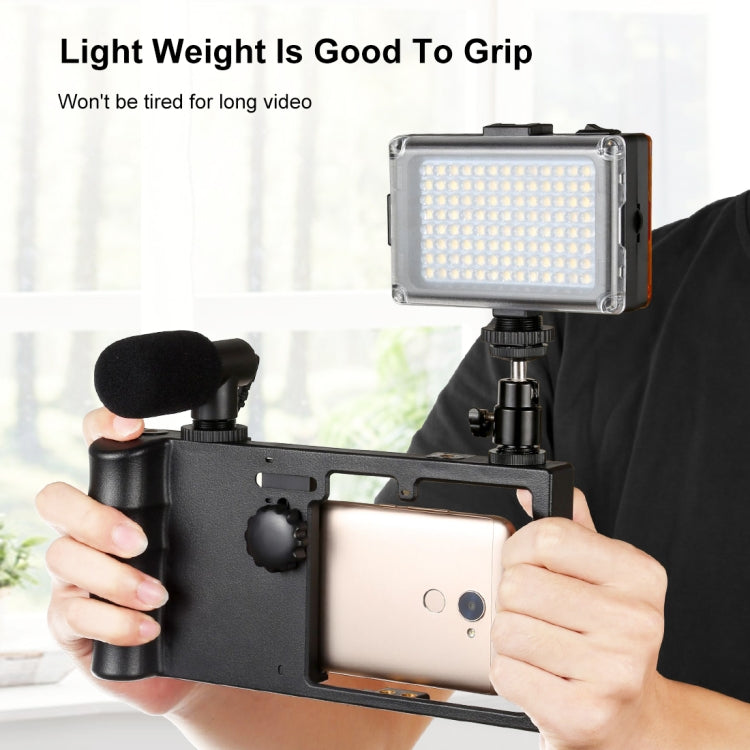 PULUZ Bluetooth Handheld Vlogging Live Broadcast Smartphone Video Rig Cage Filmmaking Recording Handle Stabilizer Bracket for iPhone, Galaxy, Huawei, Xiaomi, HTC, LG, Google, and Other Smartphones, Bluetooth Rig