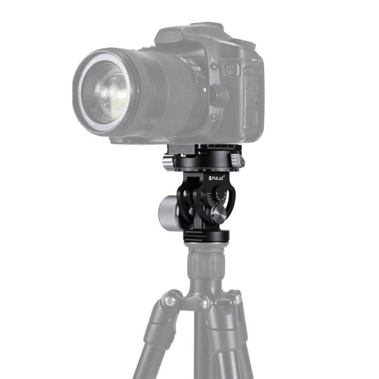 PULUZ 2-Way Pan/Tilt Tripod Head Panoramic Photography Head with Quick Release Plate & 3 Bubble Level, 2-Way Pan/Tilt Tripod