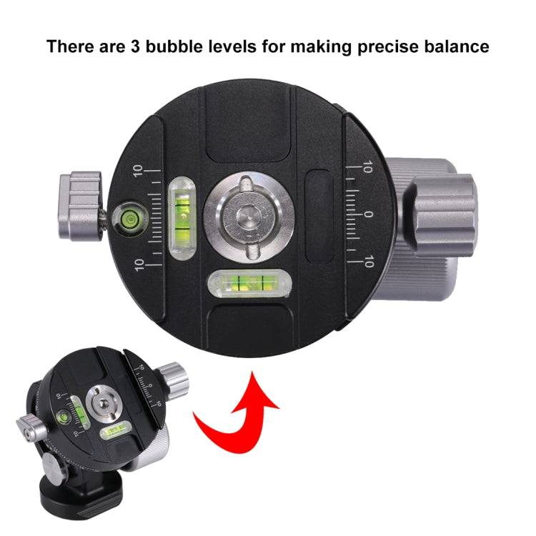 PULUZ 2-Way Pan/Tilt Tripod Head Panoramic Photography Head with Quick Release Plate & 3 Bubble Level, 2-Way Pan/Tilt Tripod