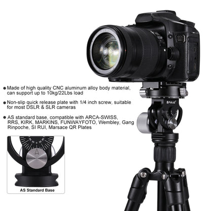 PULUZ 2-Way Pan/Tilt Tripod Head Panoramic Photography Head with Quick Release Plate & 3 Bubble Level, 2-Way Pan/Tilt Tripod