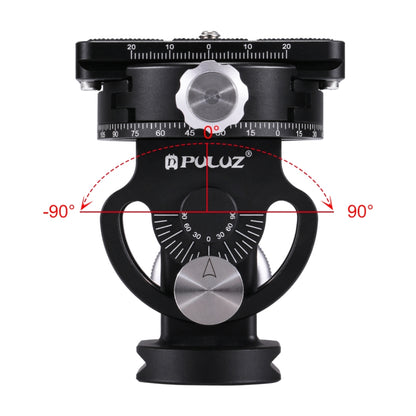 PULUZ 2-Way Pan/Tilt Tripod Head Panoramic Photography Head with Quick Release Plate & 3 Bubble Level, 2-Way Pan/Tilt Tripod