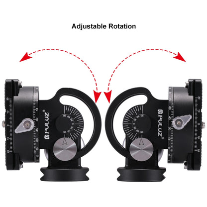 PULUZ 2-Way Pan/Tilt Tripod Head Panoramic Photography Head with Quick Release Plate & 3 Bubble Level, 2-Way Pan/Tilt Tripod