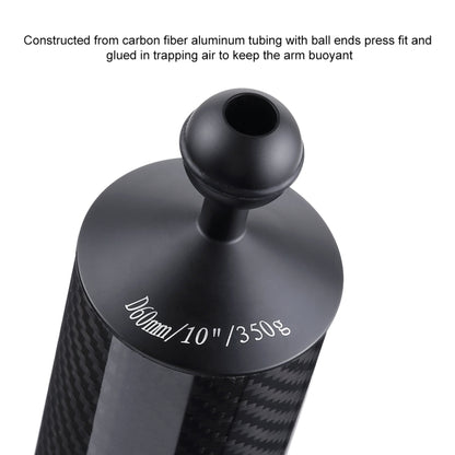 PULUZ 10.82 inch 27.5cm Length 60mm Diameter Dual Balls Carbon Fiber Floating Arm, Ball Diameter: 25mm, Buoyancy: 350g, 10 inch 350g Buoyancy