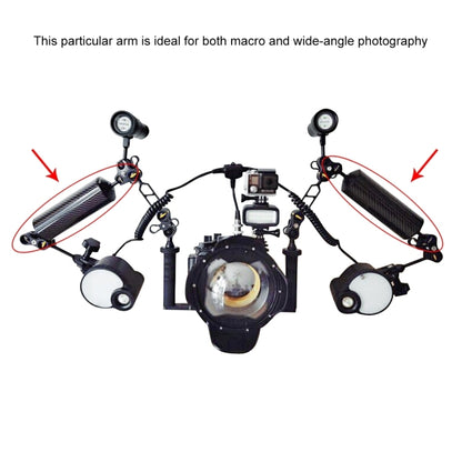 PULUZ 8 inch 20.3cm Length 80mm Diameter Dual Balls Carbon Fiber Floating Arm, Ball Diameter: 25mm, Buoyancy: 600g, 8 inch 600g Buoyancy